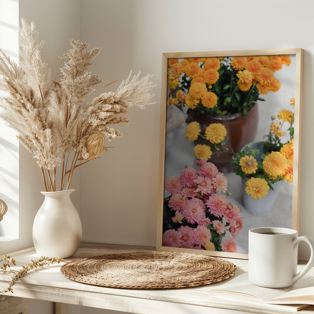 Chrysanthemum Blooms | Autumn Floral Still Life Poster