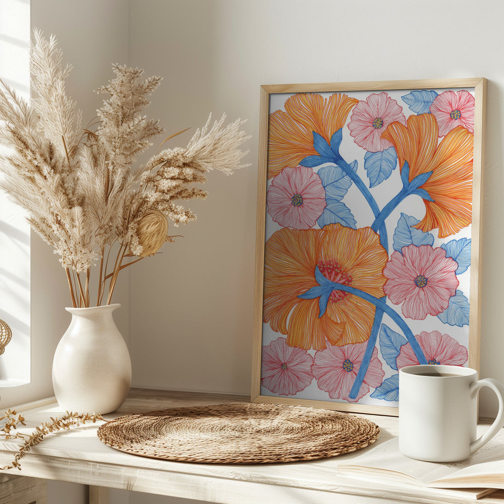 Big Orange Blooms Poster