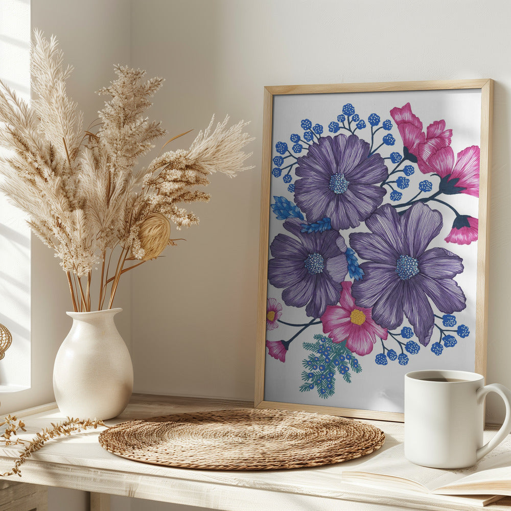 Pink and Purple Florals Poster