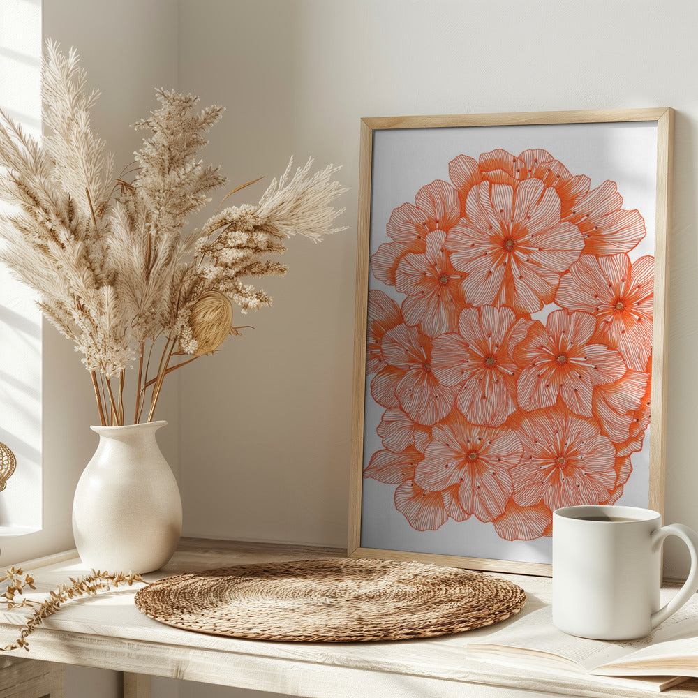 Big Orange Flowers Poster