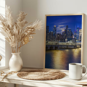 Harvest Moon over the Midtown Manhattan Skyline Poster