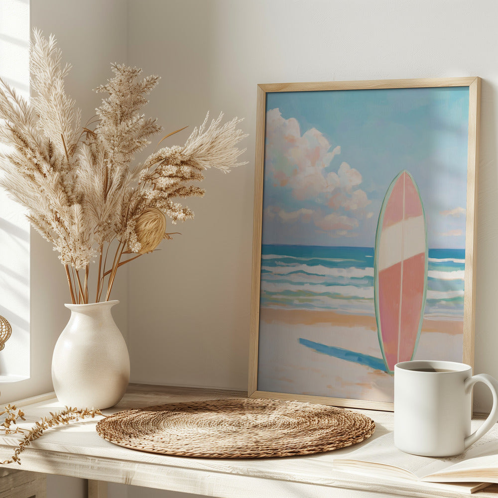 Sea Beach Surfboard Poster