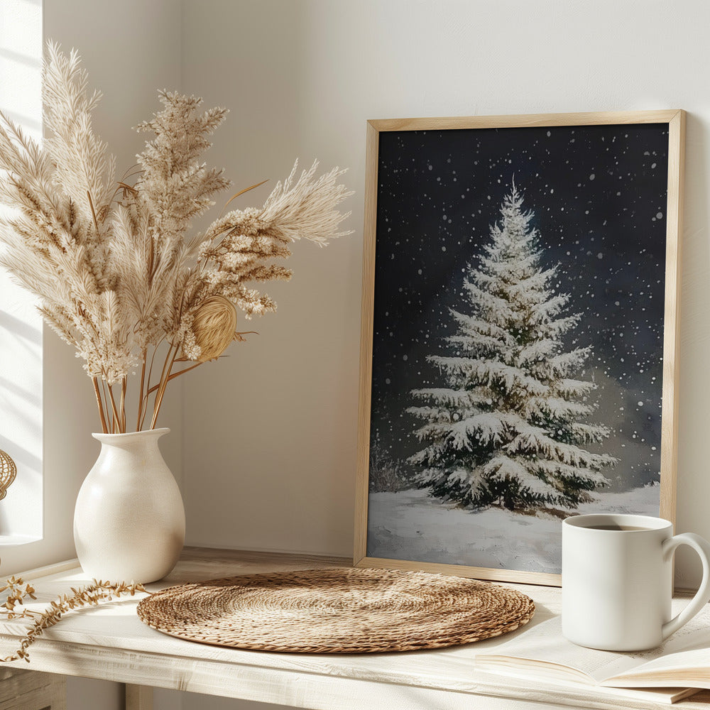 Snowfall Christmas Tree Poster