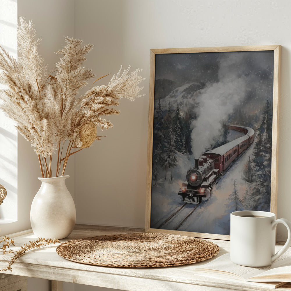 Snowfall Steam Train Poster