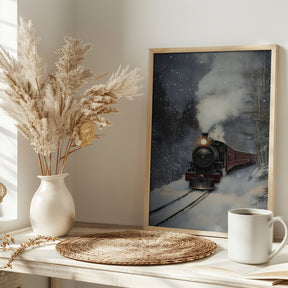 Winter Steam Train Poster