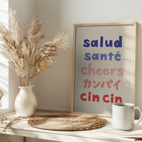 Cheers Typography - Salud Santé Cheers Kanpai Cin cin Poster