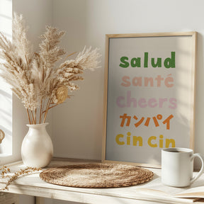 Cheers Typography - Salud Santé Cheers Kanpai Cin cin Poster