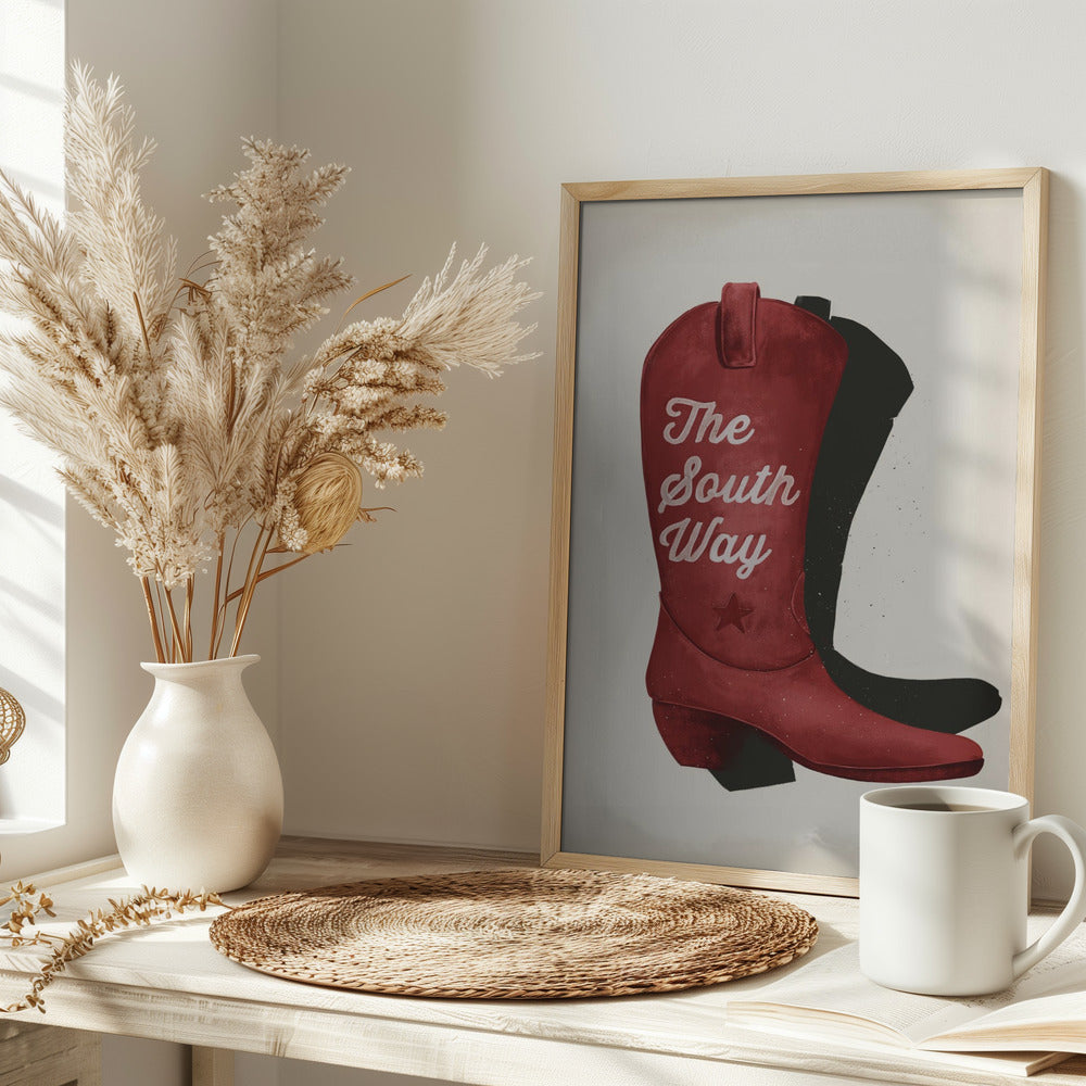 Cowgirl red boot print Poster