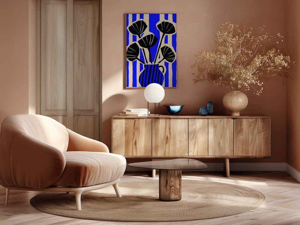 Striped Still Life Blue Poster