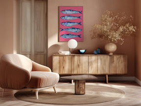 Sardines on Pink Poster