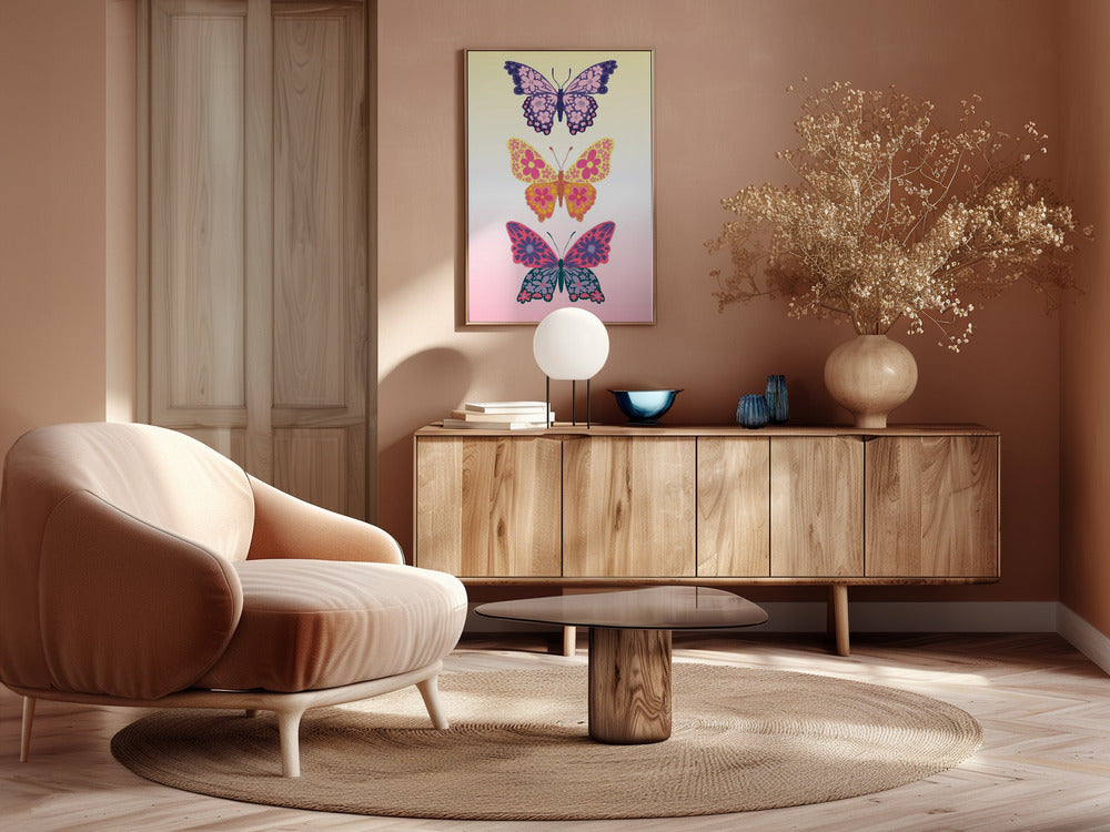 Colorful floral butterflies II Poster