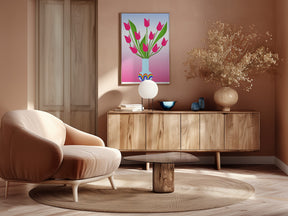 Tulips in the rainbow vase Poster