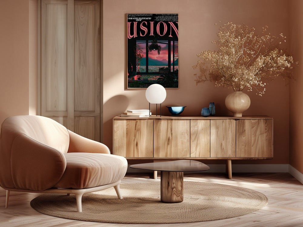 &#039;USION&#039; Fiction vaporwave travel poster Poster