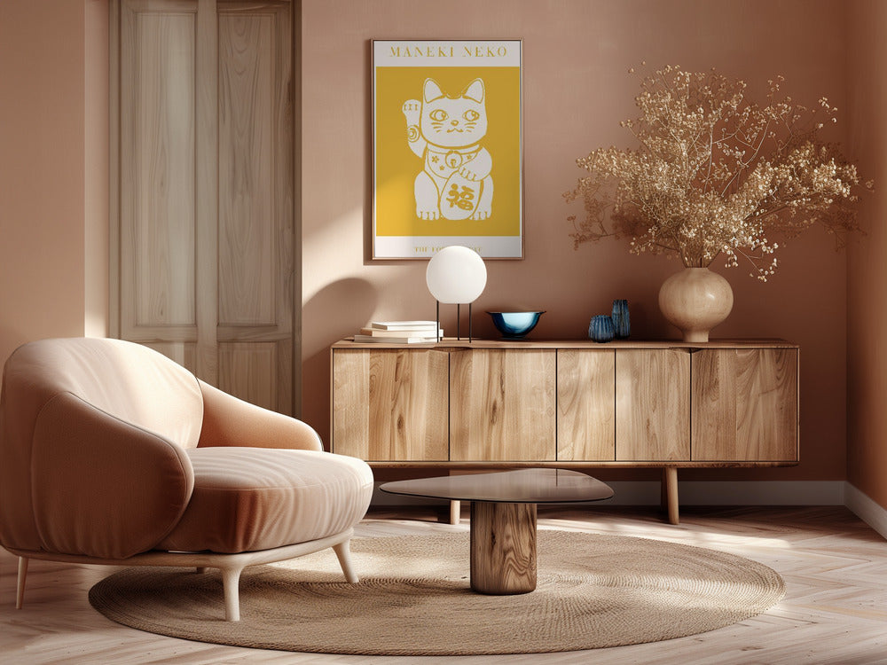 Maneki-Neko Yellow Cat Poster