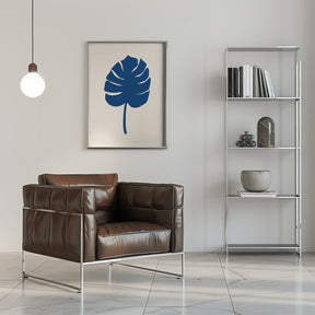 Monstera Canvas Blue Poster