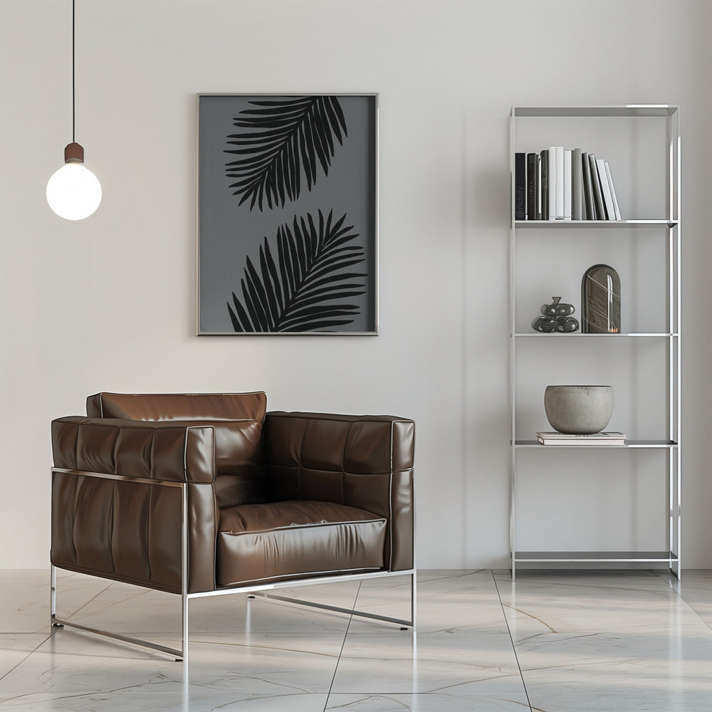 Palm Leaf Gray 02 Poster