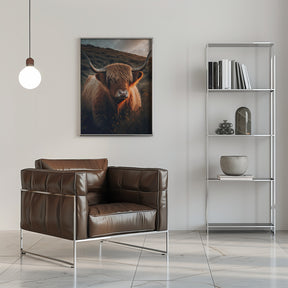 Highland Cow With Big Horns Poster