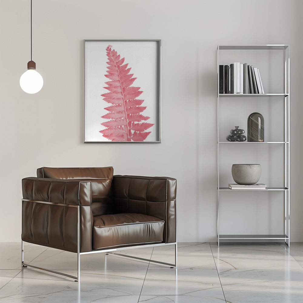 Pink fern leaf Poster