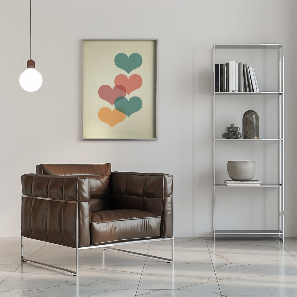 Mid century hearts I Poster