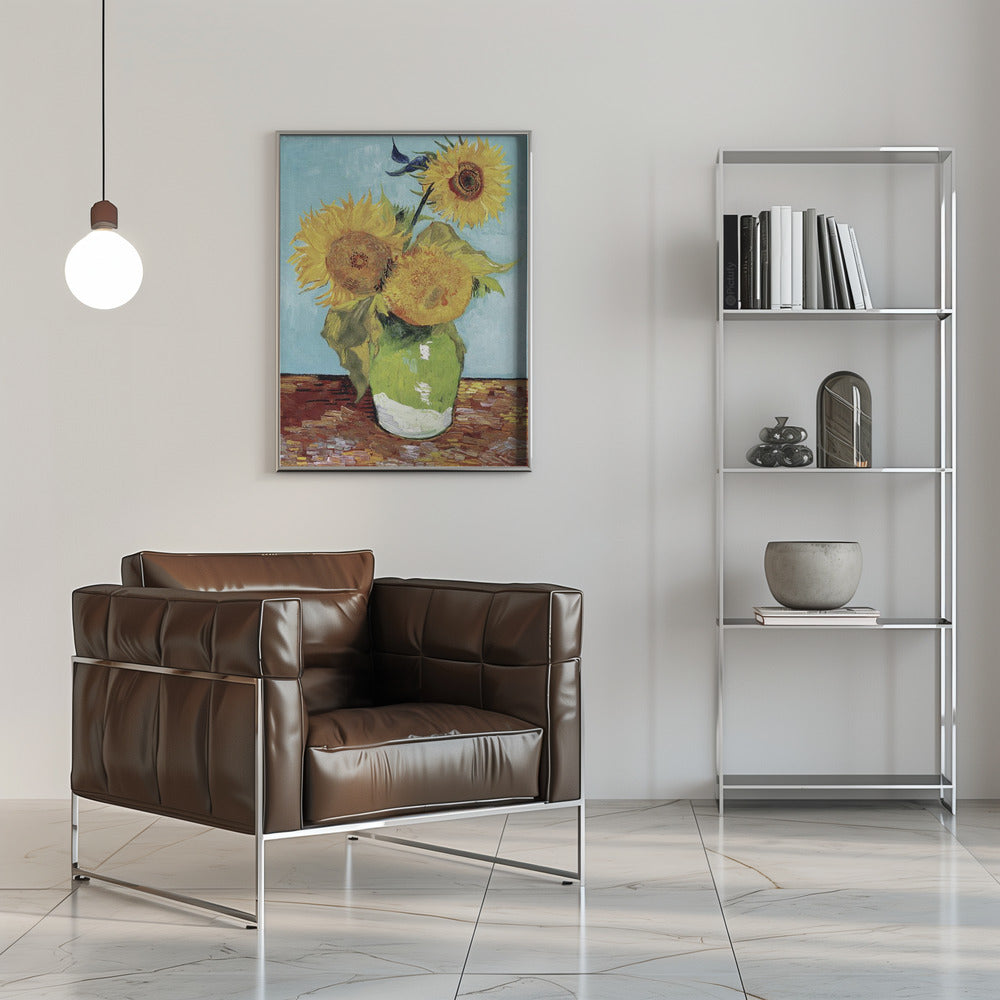 Vase With Three Sunflowers Poster