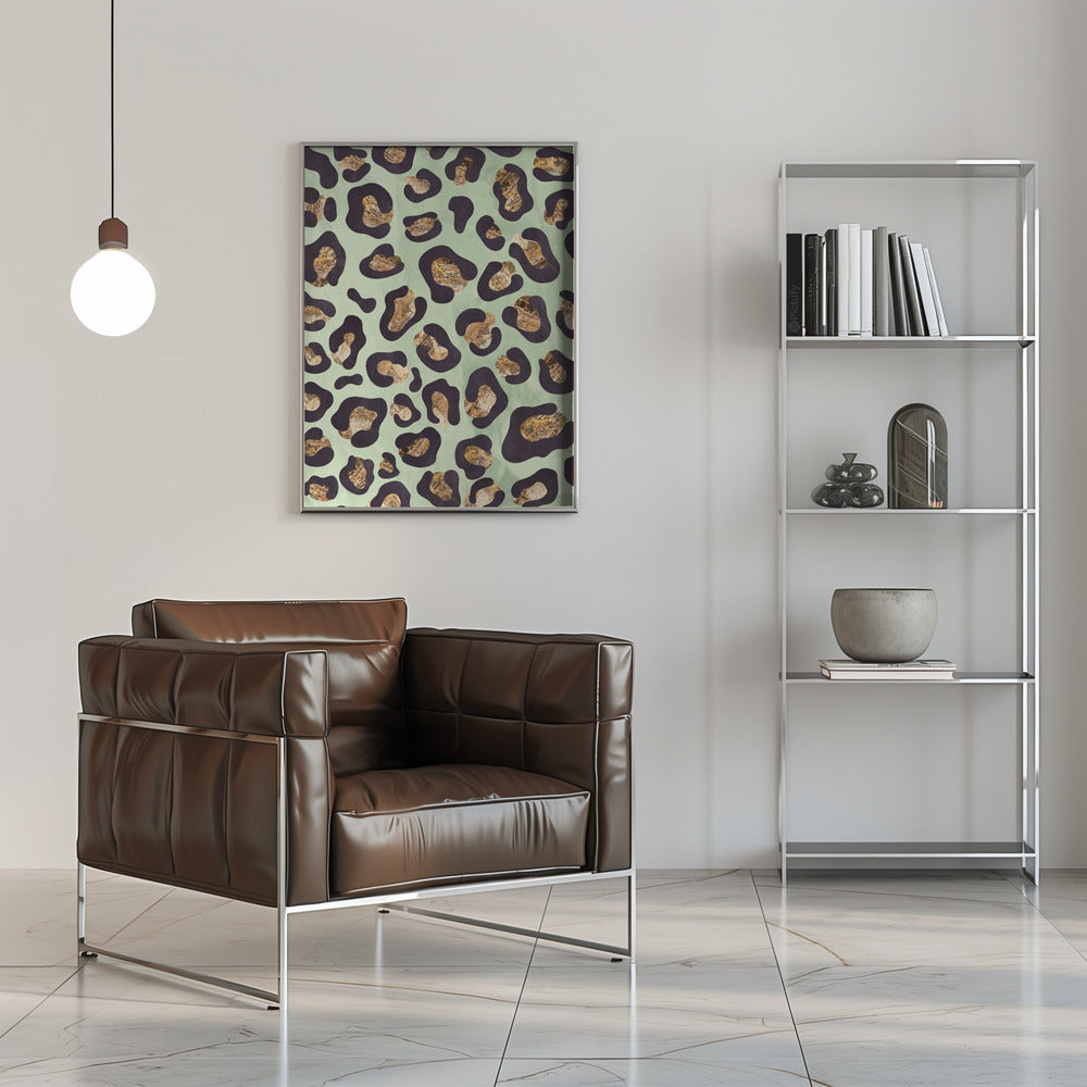 Gold leopard print green Poster