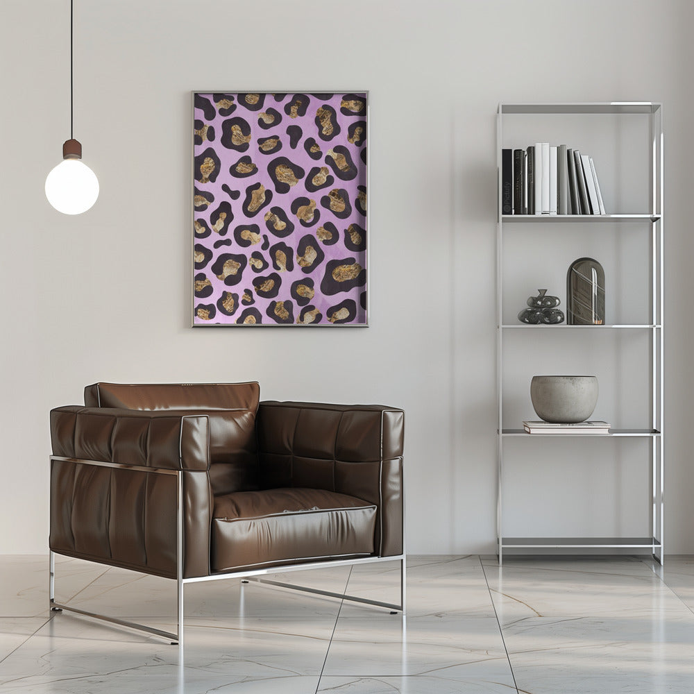 Gold leopard print pink Poster