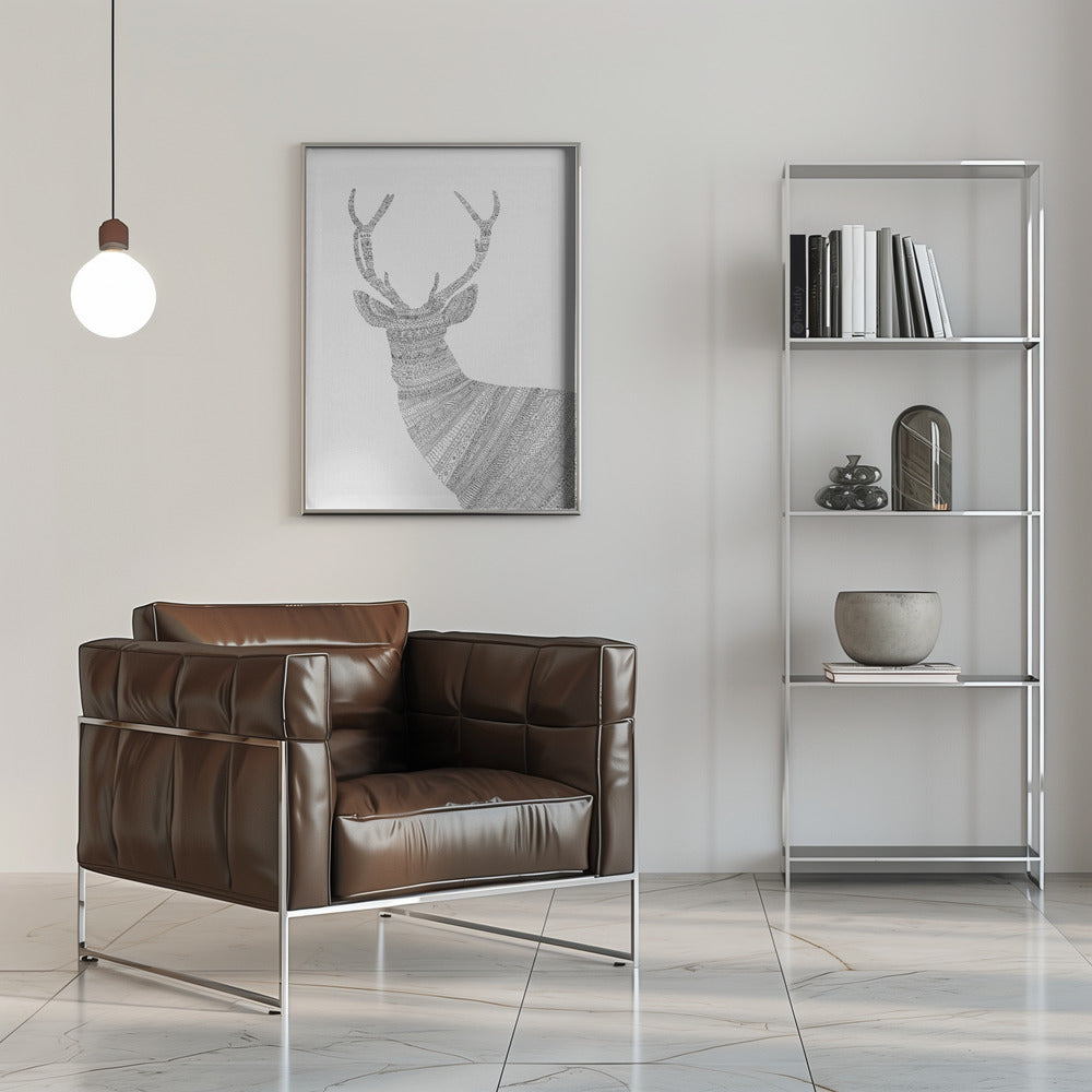 Stag Grey Poster