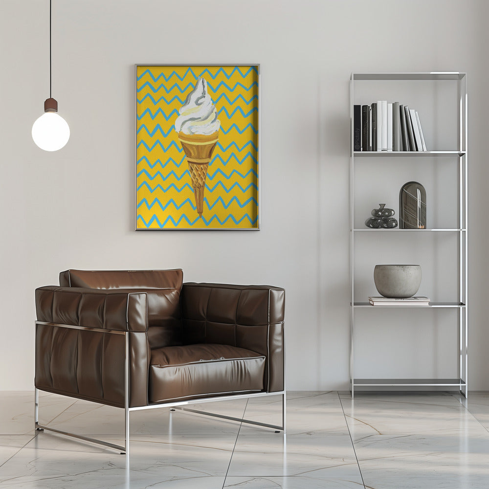 Ice Cream Yellow Zigzag Poster