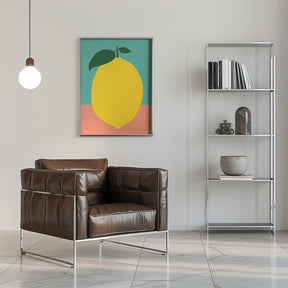 Lemon With Two Leaves Poster