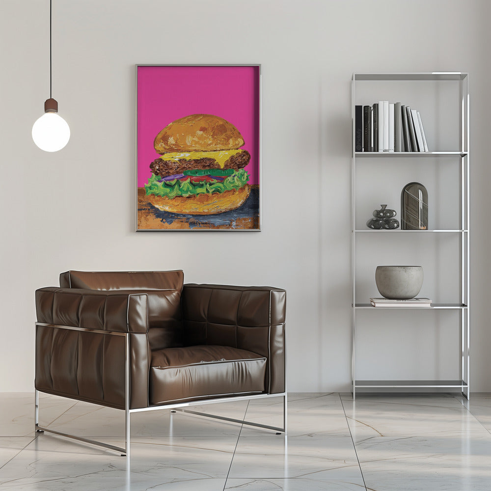 Burger Pink Poster