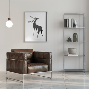 Stylized retro deer (grey) Poster