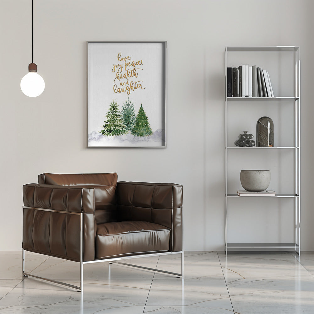 Christmas trees with holiday wishes Poster