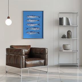 Sardines on Blue Poster