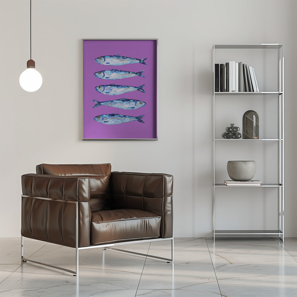 Sardines on Purple Poster