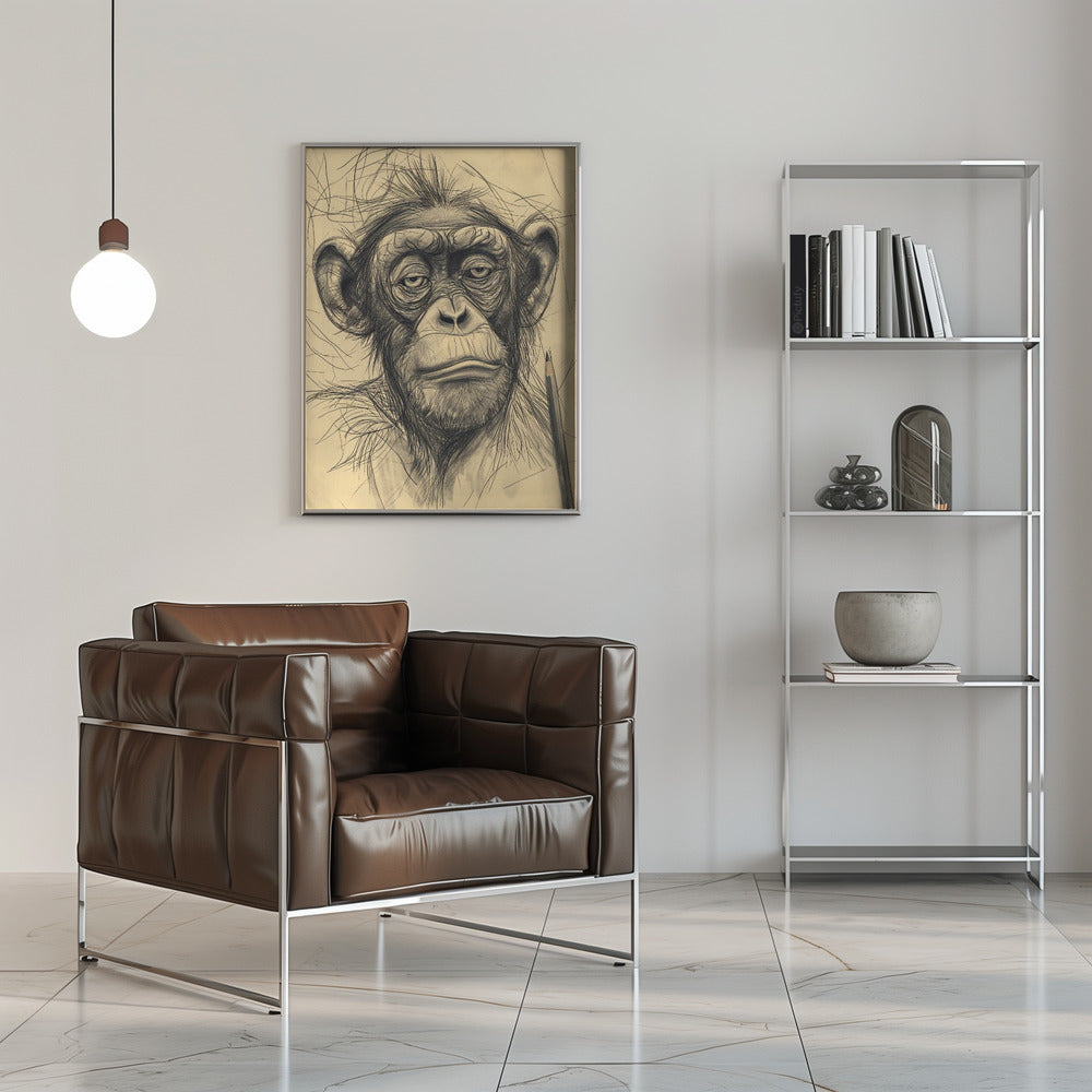 Monkey drawing Poster