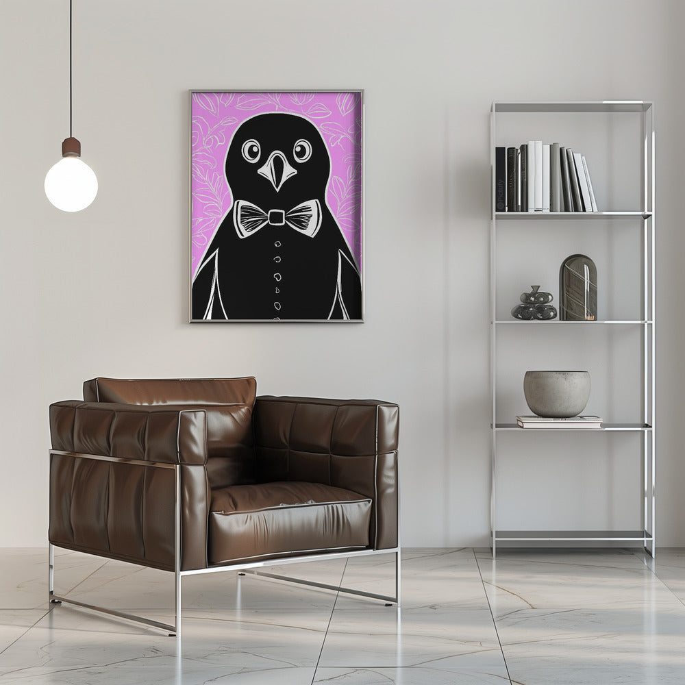 Penguin with bow tie Poster