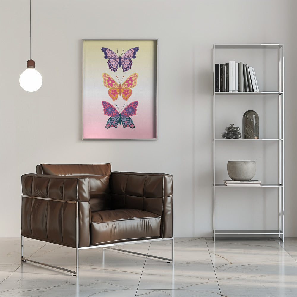 Colorful floral butterflies II Poster