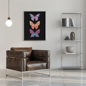 Colorful floral butterflies III Poster