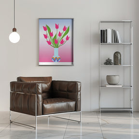 Tulips in the rainbow vase Poster