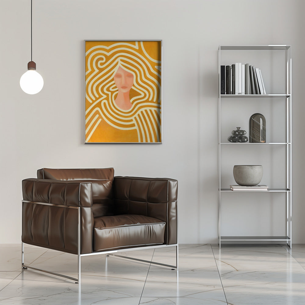 Berit abstract in ochre and pink Poster