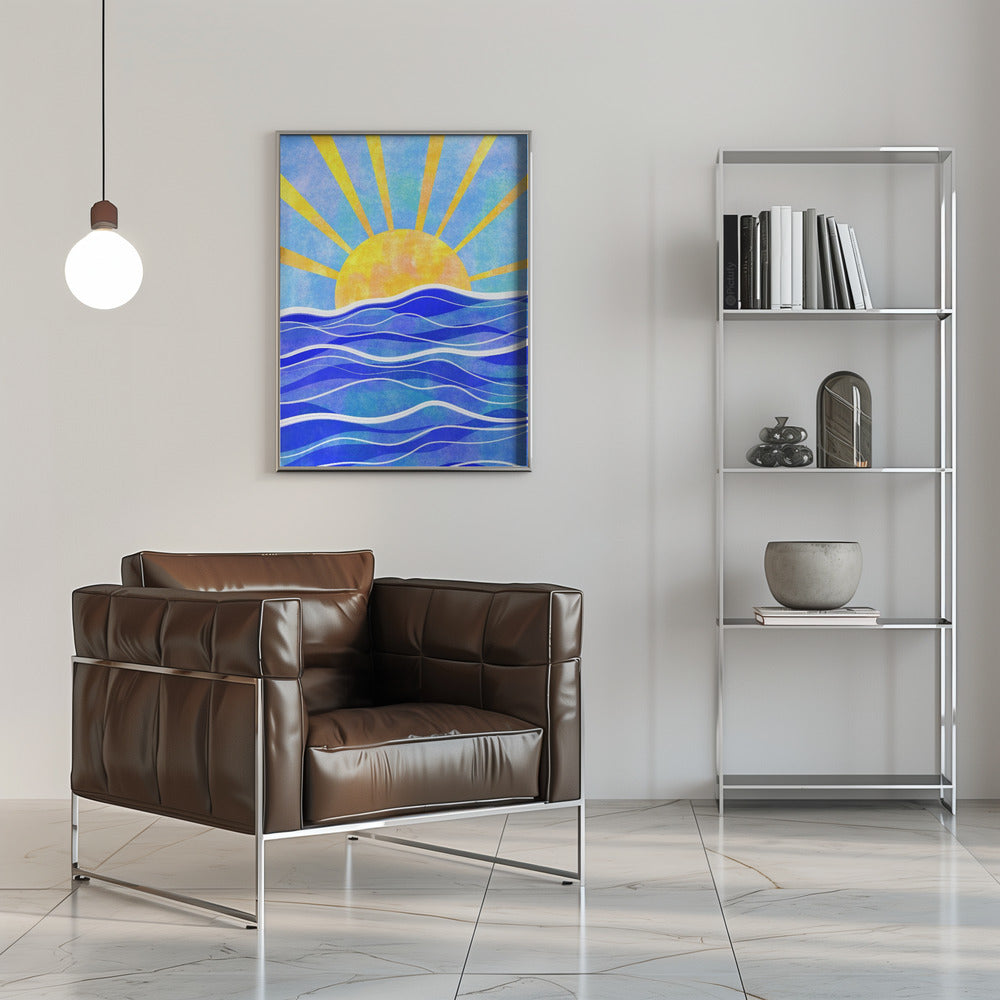 Sea Sunset Blue Poster