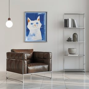 Cat In Blue Poster