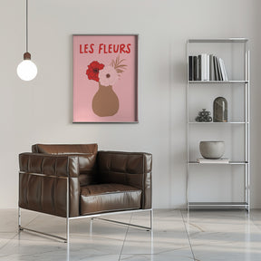 Les Fleurs Pink and Red Poster