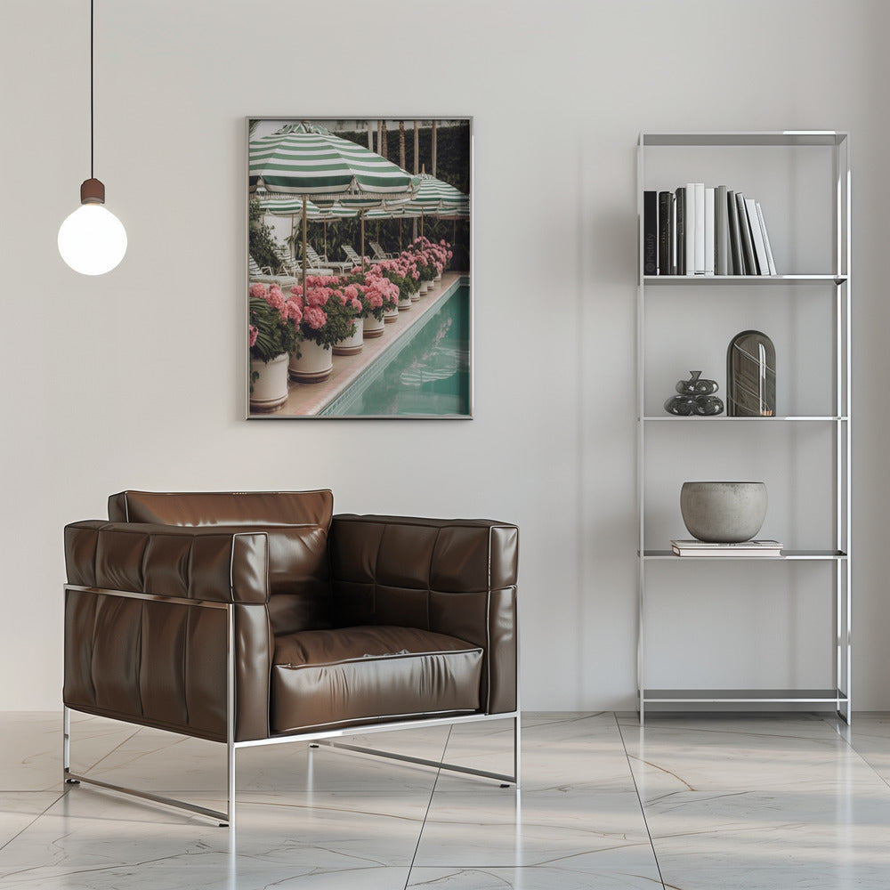 Green Pool Flowers Poster