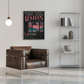 &#039;USION&#039; Fiction vaporwave travel poster Poster