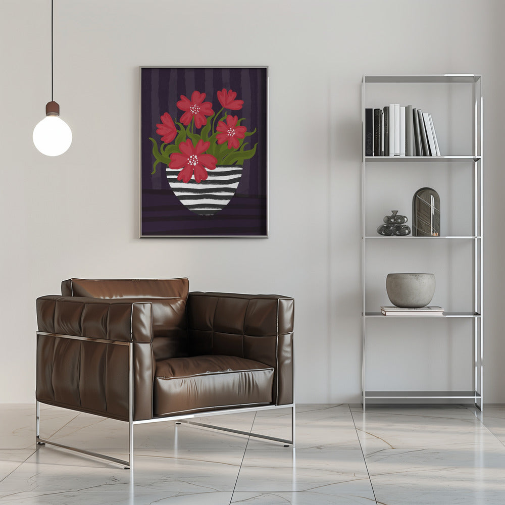 Striped Vase Poster