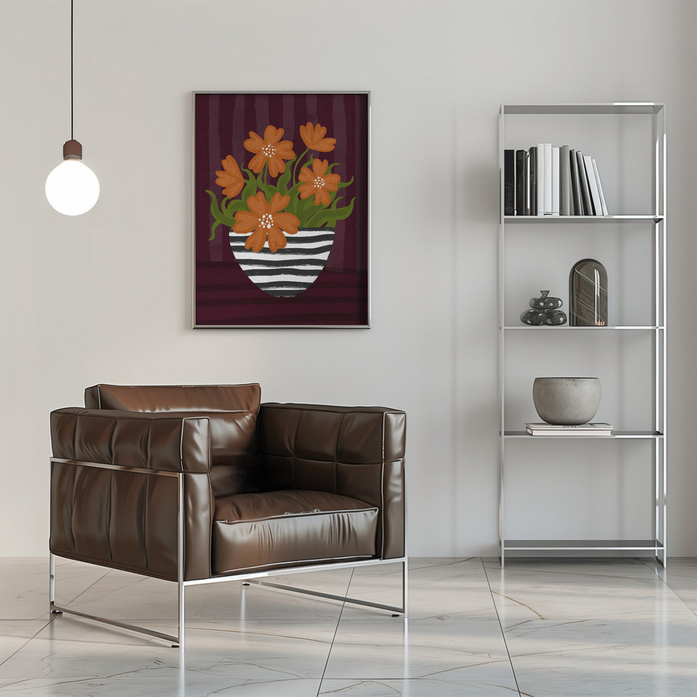 Striped Vase Poster