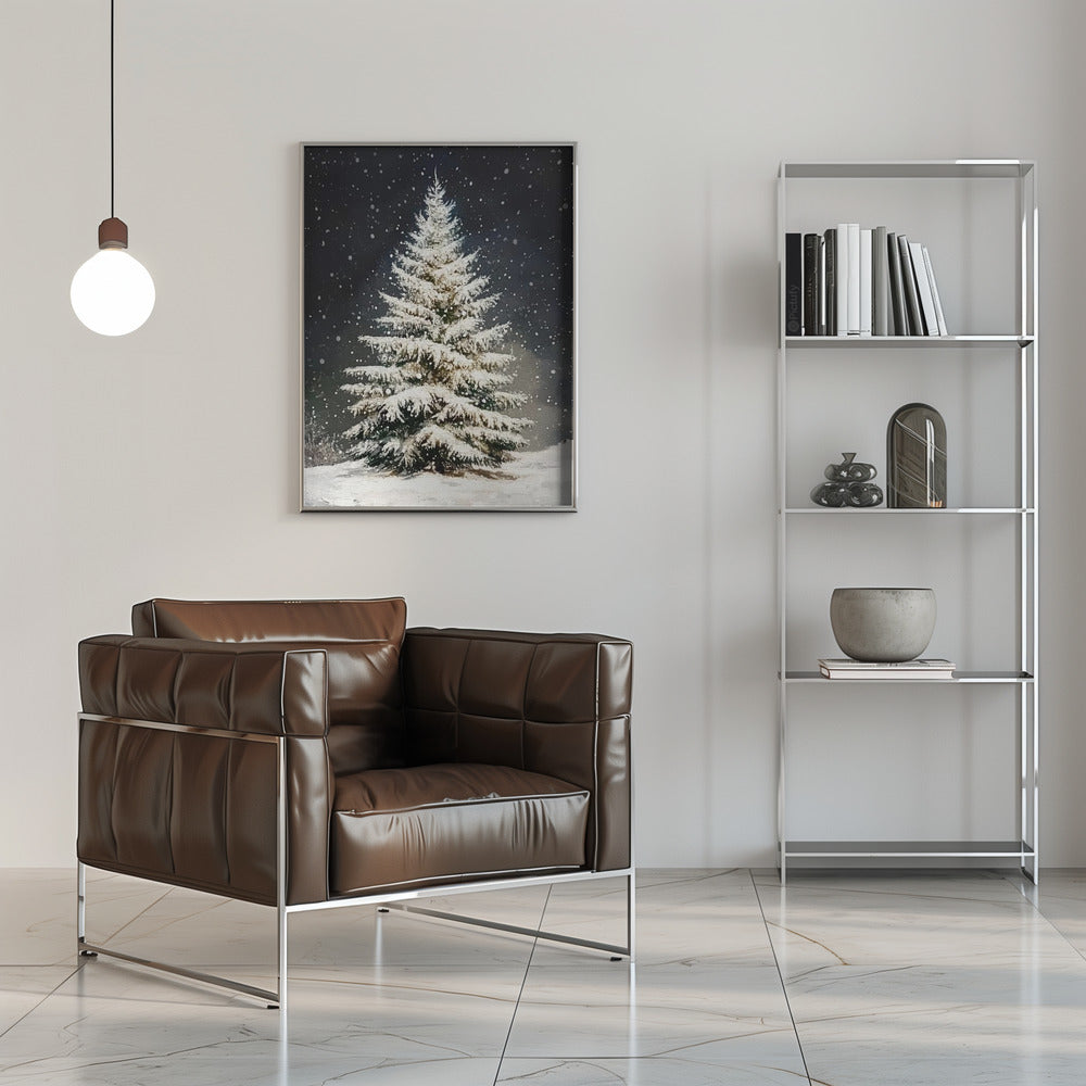 Snowfall Christmas Tree Poster