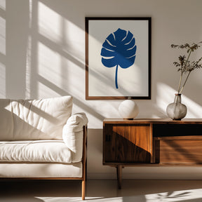 Monstera Canvas Blue Poster