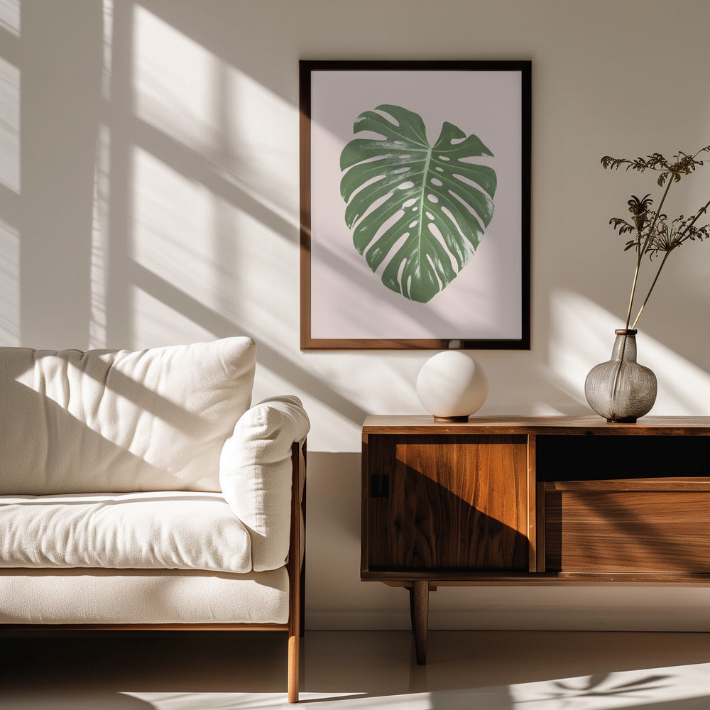 Monstera Leaf Blush Poster